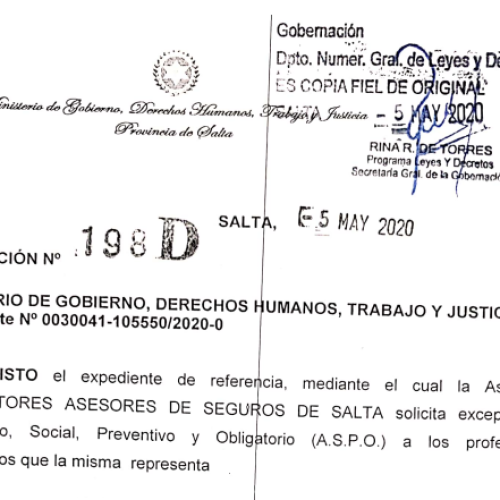 Nueva Resolución R-198D | Exceptuando del A.S.P.O. a los P.A.S.