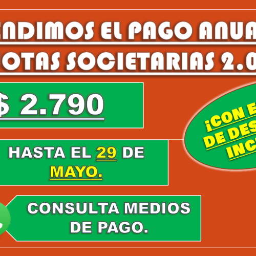 EXTENSIÓN DEL PAGO ANUAL DE CUOTAS SOCIALES 2020