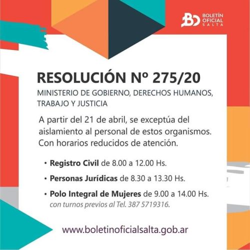 NUEVA RESOLUCIÓN 275/20