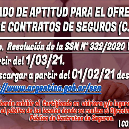 Certificado de Aptitud para el Ofrecimiento Público de Contratos de Seguros (C.A.O.P.C.S.)