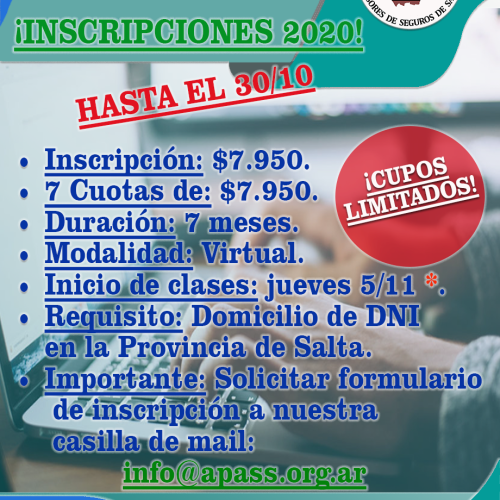 APERTURA DE INSCRIPCIONES A LA 3° AULA VIRTUAL DE ASPIRANTES A PAS 2020