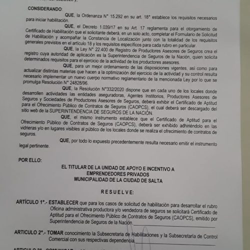 Nueva Resolución 122/2020 publicada en el Boletín Oficial de Salta